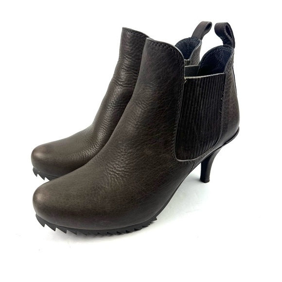 Pedro Garcia Yoad Ankle Boot Heel 37 Brown Leather Slip On Bootie Made In Spain - Picture 2 of 13